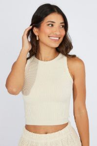 Beige Tank Top Crew Neck Seamless sold by Ally Fashion