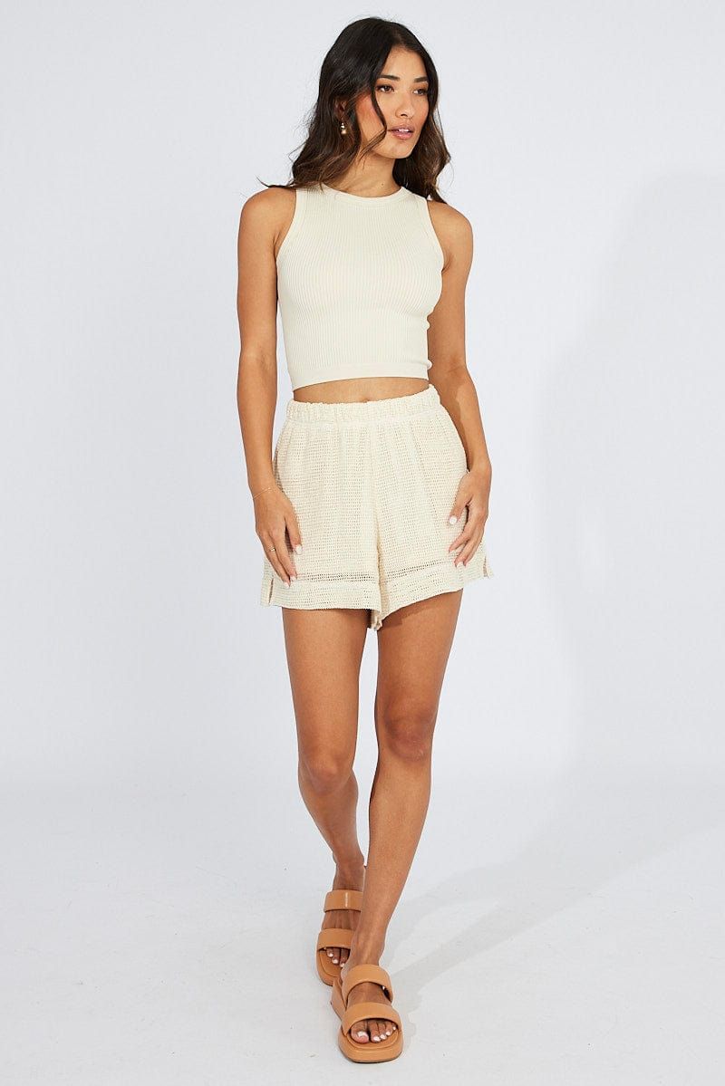 Beige Tank Top Crew Neck Seamless sold by Ally Fashion product image thumbnail 2