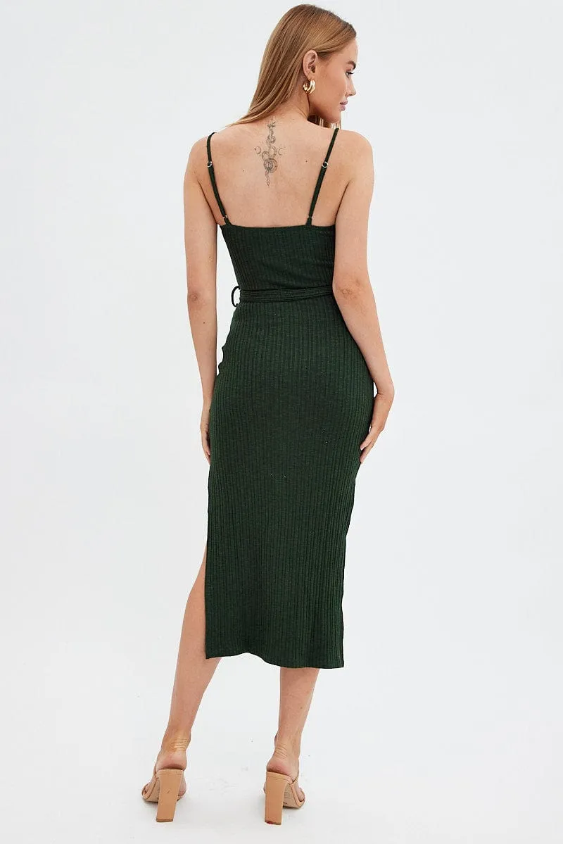 Green Maxi Dress Bodycon Tie Belted Rib sold by Ally Fashion product image thumbnail 5