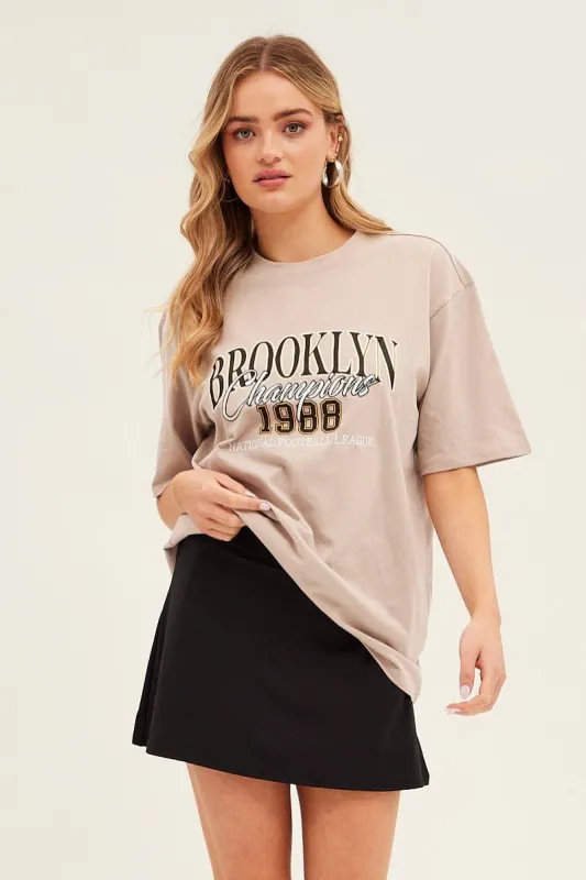 Sand T Shirt Short Sleeve Crew Neck Brooklyn Cotton sold by Ally Fashion