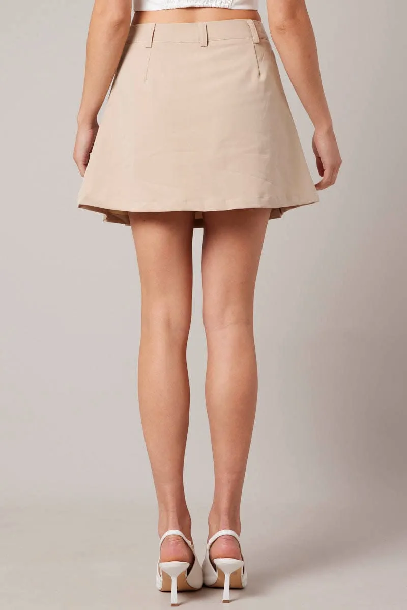 Beige Mini Skirt Pleated sold by Ally Fashion product image thumbnail 5