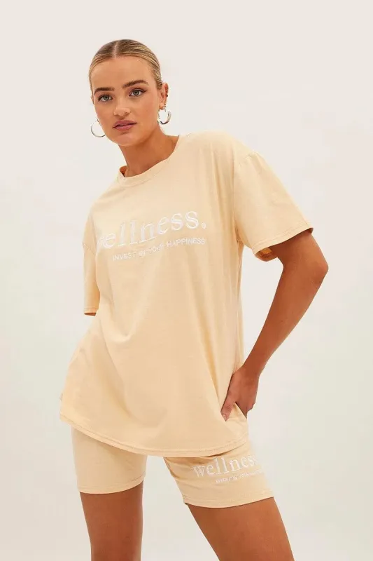 Camel Embroided T And Biker Shorts Set sold by Ally Fashion