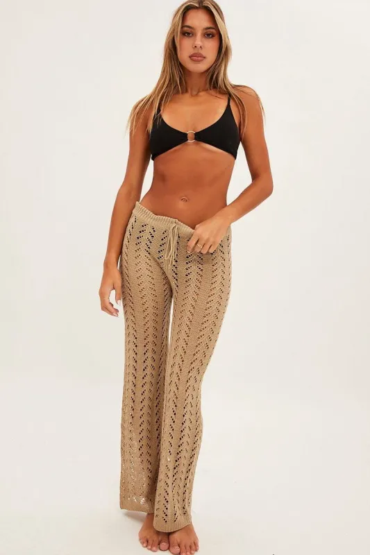 Camel Crochet Knit Pants Beachwear sold by Ally Fashion