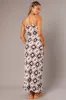 Brown Abstract Maxi Dress Bias Cut Linen Blend sold by Ally Fashion