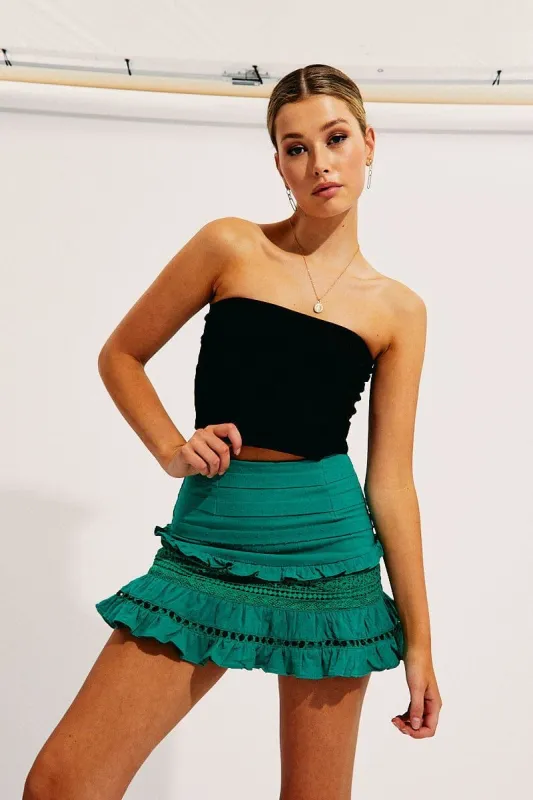 Green Flare Skirt Mini High Rise Frill Hem sold by Ally Fashion