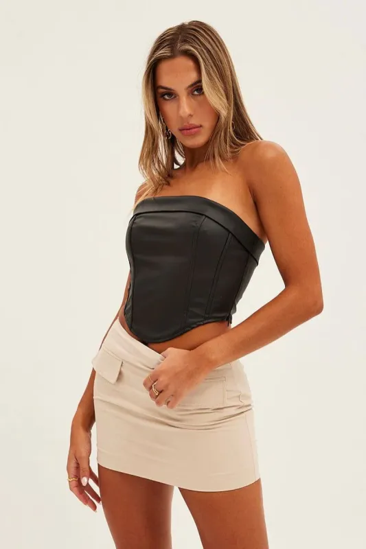 Nude Low Rise Skirt Mini sold by Ally Fashion