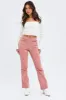 Pink Flare Leg Pants High Rise Corduroy sold by Ally Fashion