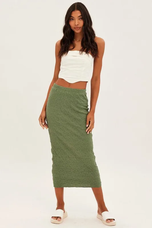 Green Midi Skirt High Rise Pencil sold by Ally Fashion