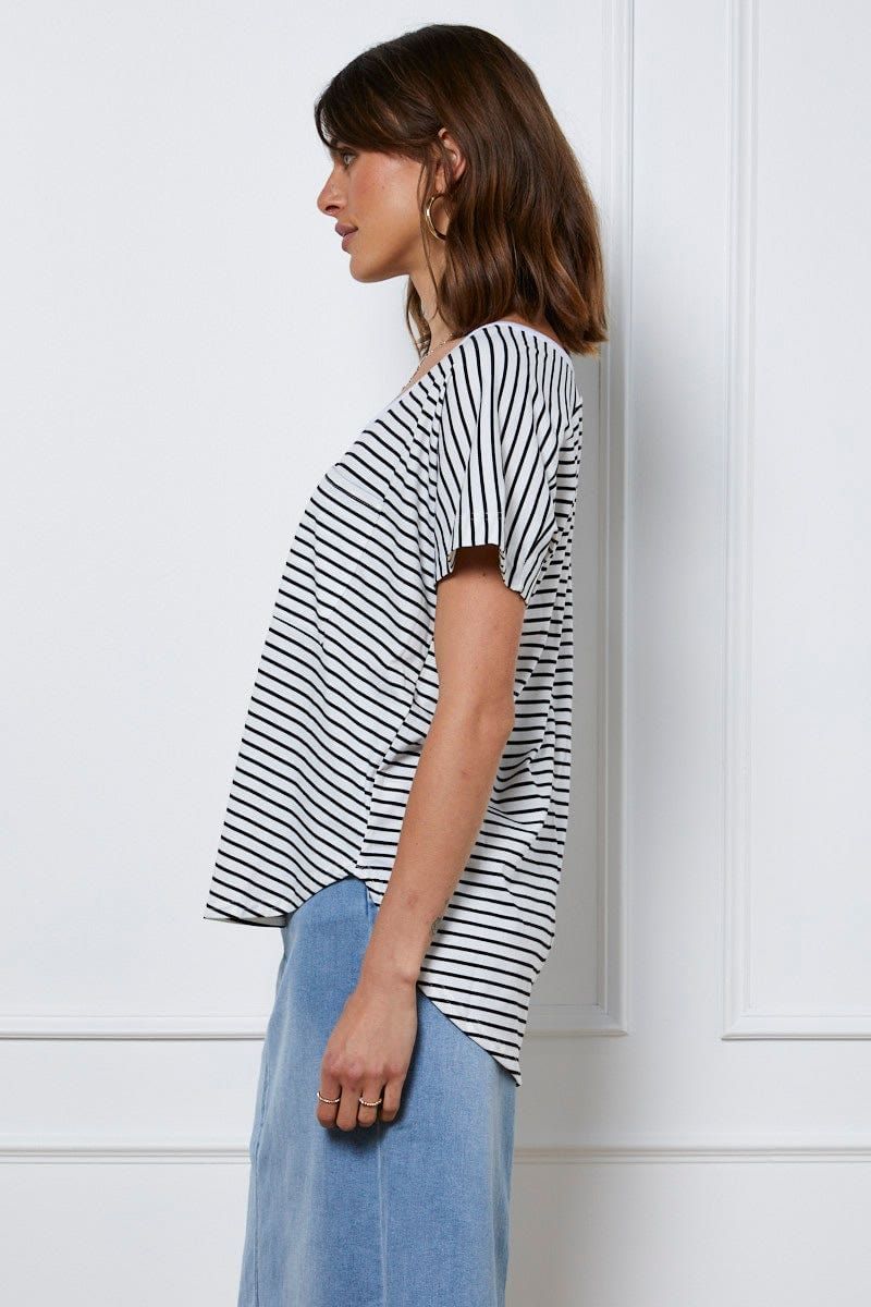 Stripe T-Shirt Short Sleeve sold by Ally Fashion product image thumbnail 4