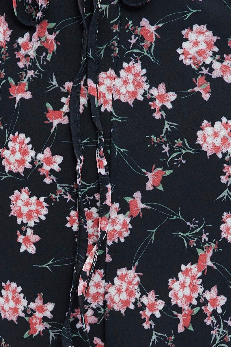 Blue Floral Maxi Dress Sleeveless Ruffle Detailed Chiffon sold by Ally Fashion product image thumbnail 6