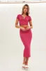 Pink Midi Skirt High Rise Pencil sold by Ally Fashion