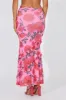 Multi Floral Maxi Skirt Mesh Asymmetric Ruffle sold by Ally Fashion