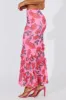 Multi Floral Maxi Skirt Mesh Asymmetric Ruffle sold by Ally Fashion