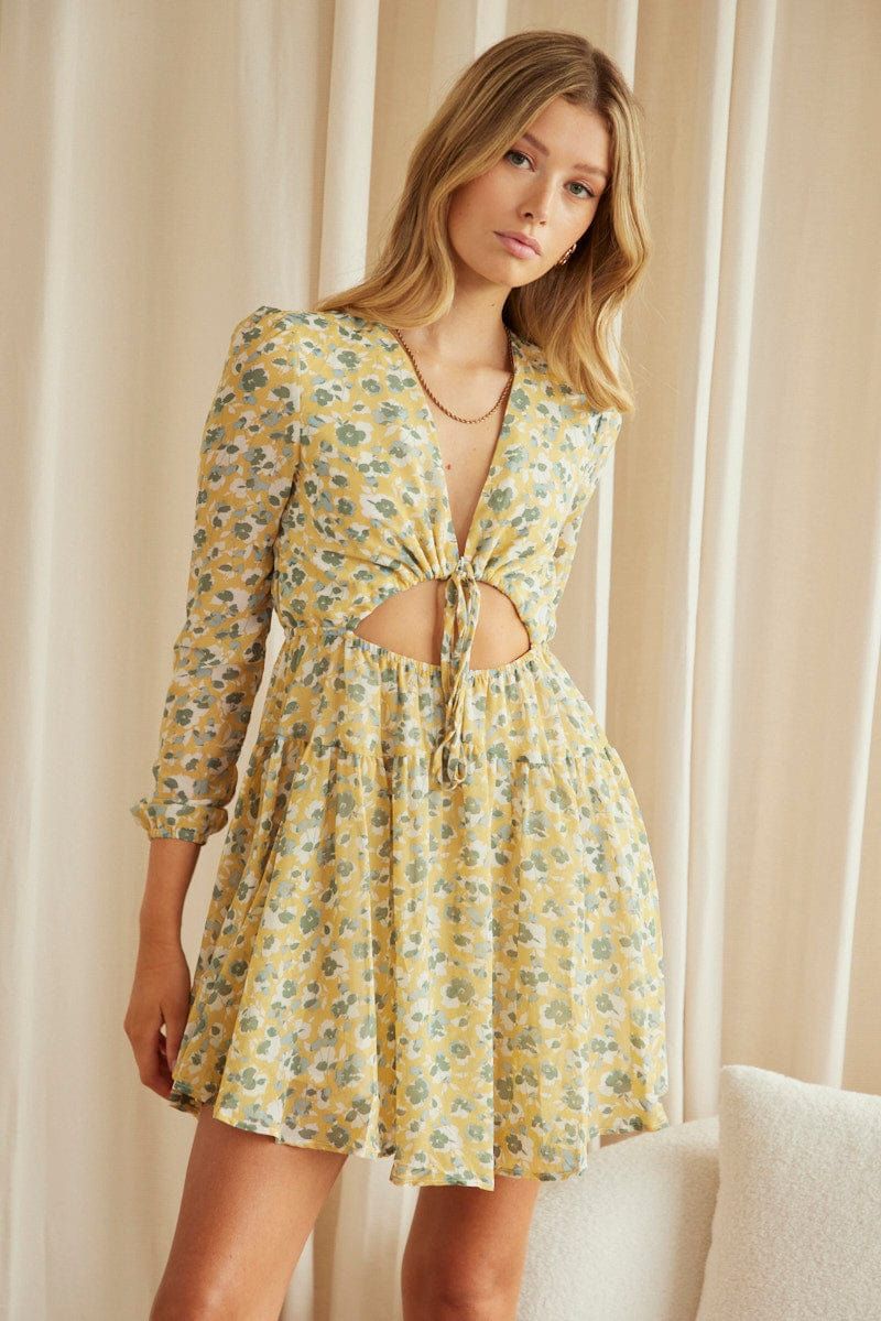 Print Mini Dress Long Sleeve sold by Ally Fashion