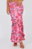 Multi Floral Maxi Skirt Mesh Asymmetric Ruffle sold by Ally Fashion