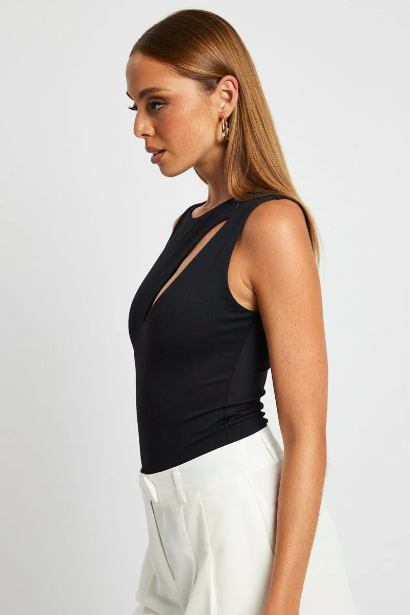 Black Cutout Bodysuit Sleeveless Supersoft sold by Ally Fashion product image thumbnail 4