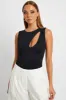 Black Cutout Bodysuit Sleeveless Supersoft sold by Ally Fashion
