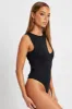 Black Cutout Bodysuit Sleeveless Supersoft sold by Ally Fashion