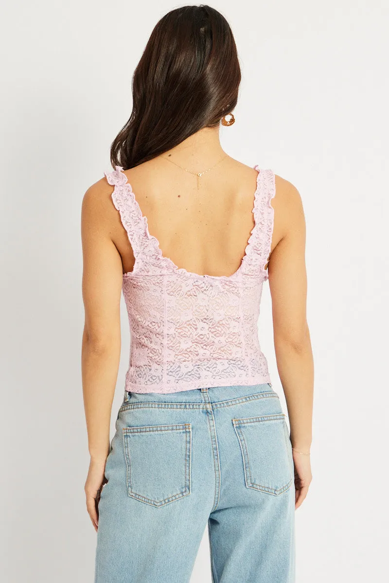 Pink Lace Top Sleeveless sold by Ally Fashion product image thumbnail 5