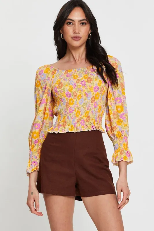 Print Peasant Blouse Long Sleeve sold by Ally Fashion