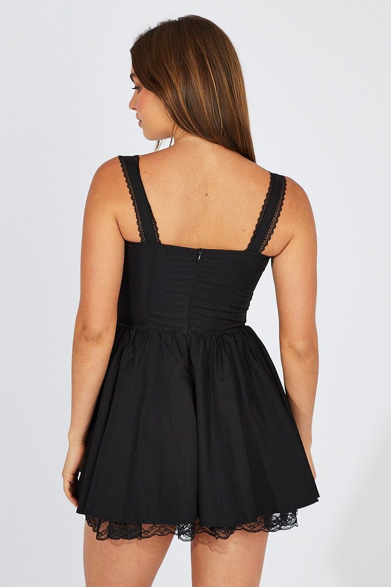 Black Contrast Lace Corset Mini Dress sold by Ally Fashion product image thumbnail 5