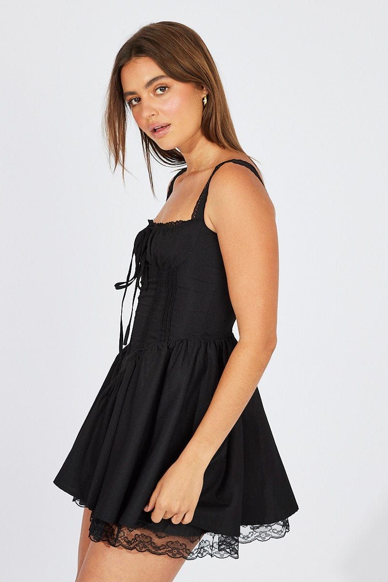 Black Contrast Lace Corset Mini Dress sold by Ally Fashion product image thumbnail 4