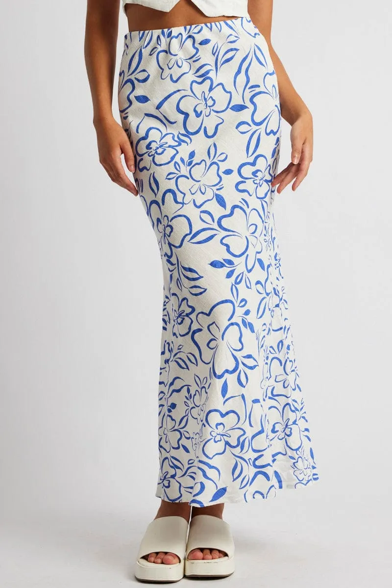 Blue Abstract Maxi Bias Skirt sold by Ally Fashion product image thumbnail 3