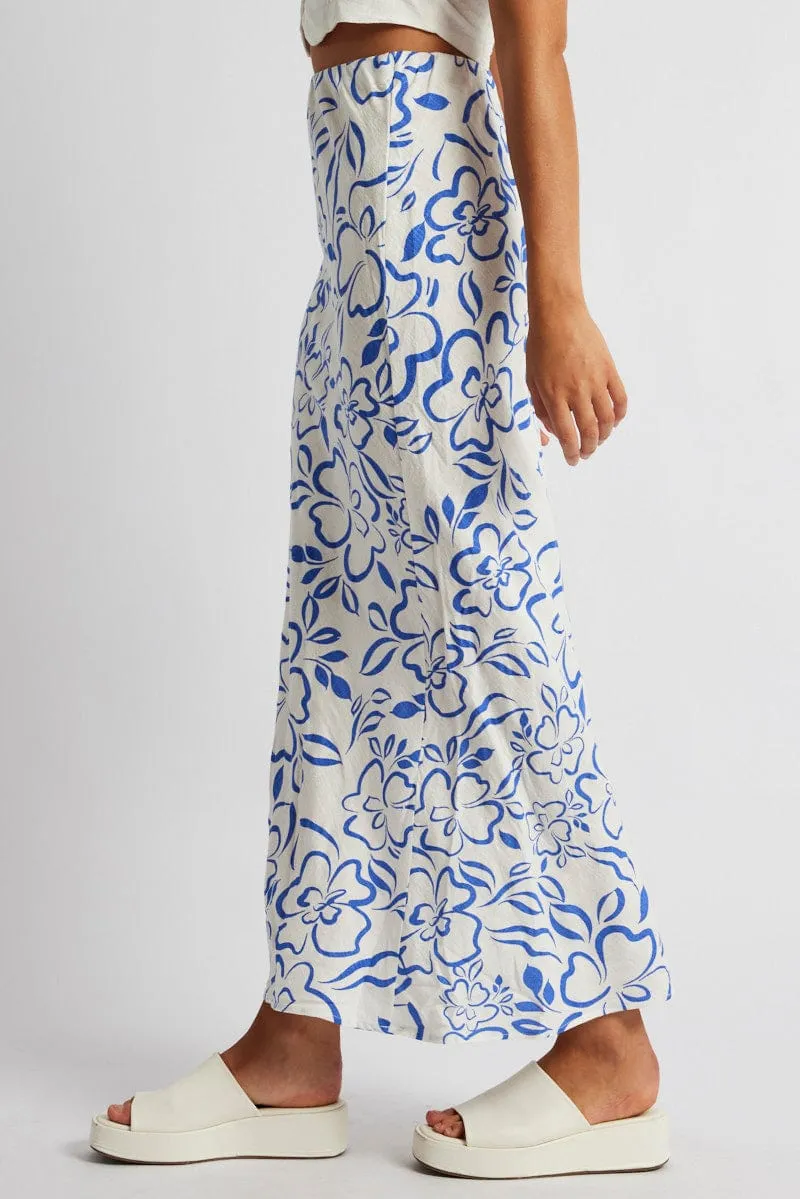 Blue Abstract Maxi Bias Skirt sold by Ally Fashion product image thumbnail 4