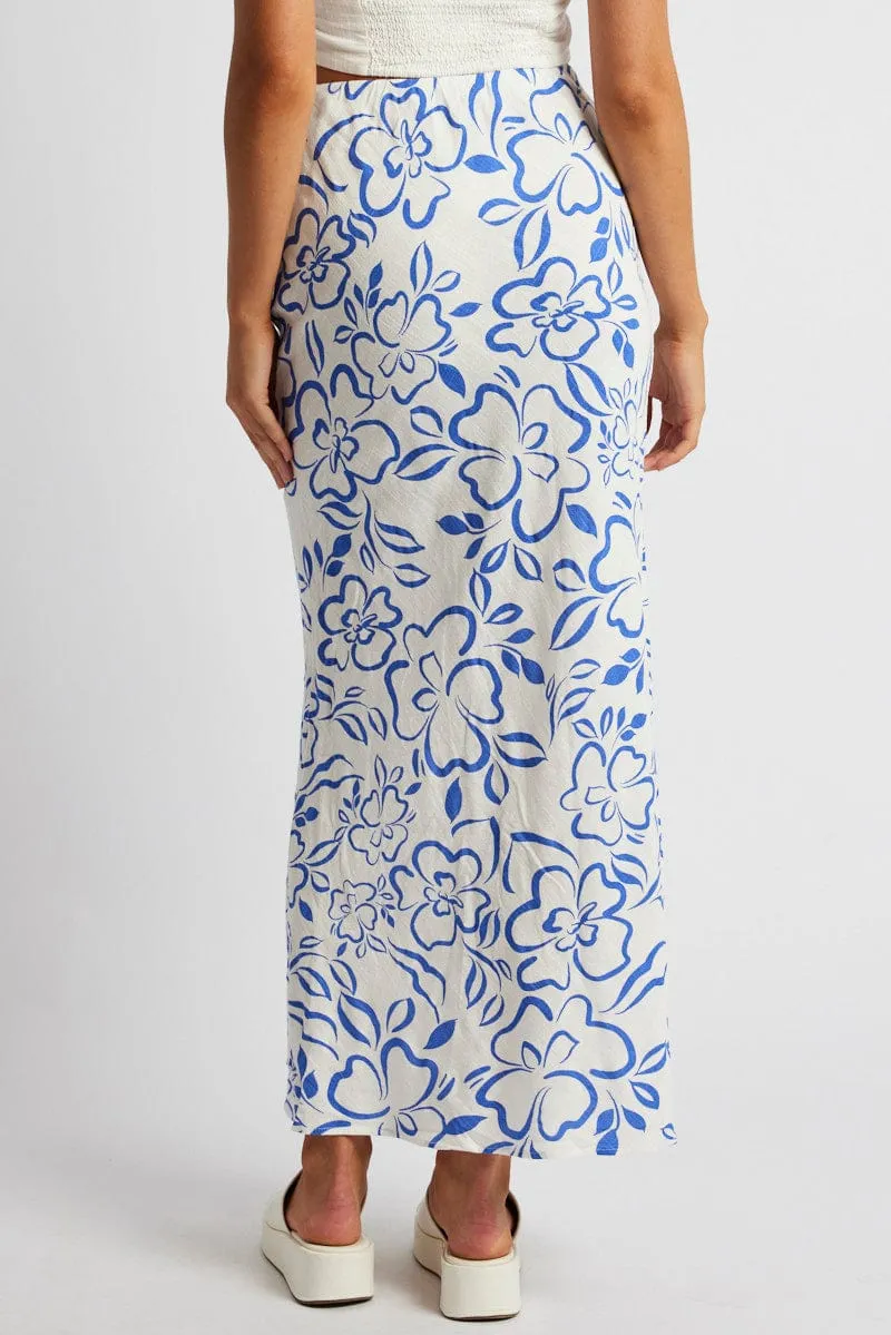 Blue Abstract Maxi Bias Skirt sold by Ally Fashion product image thumbnail 5