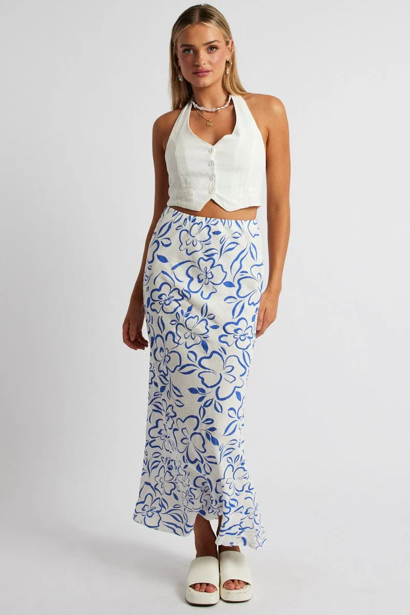 Blue Abstract Maxi Bias Skirt sold by Ally Fashion product image thumbnail 2