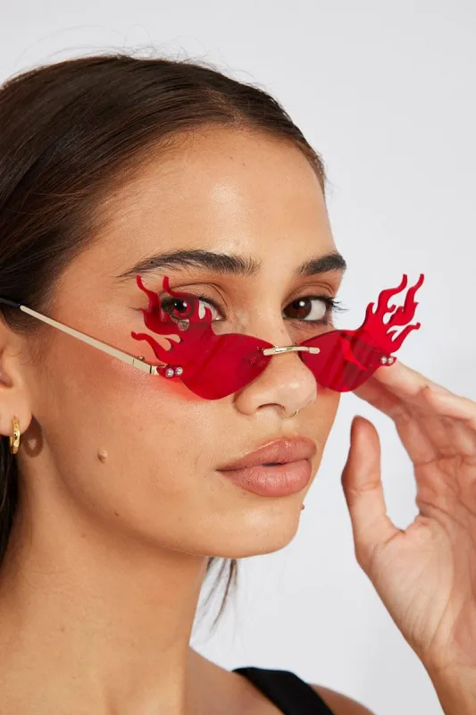Red Flame Shaped Sunglasses sold by Ally Fashion