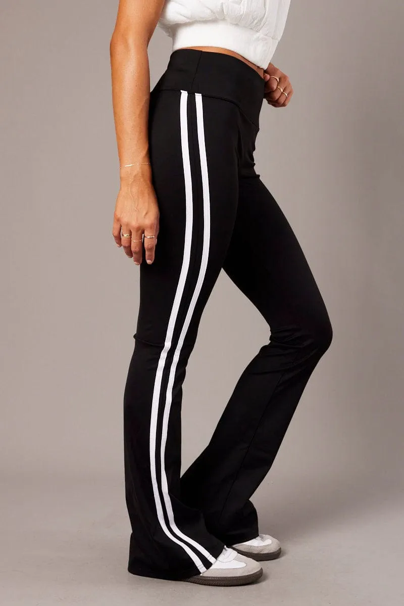 Black Flare Yoga Pants Side Stripe sold by Ally Fashion