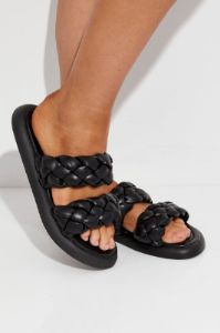 Black Braided Detail Slide Sandals sold by Ally Fashion