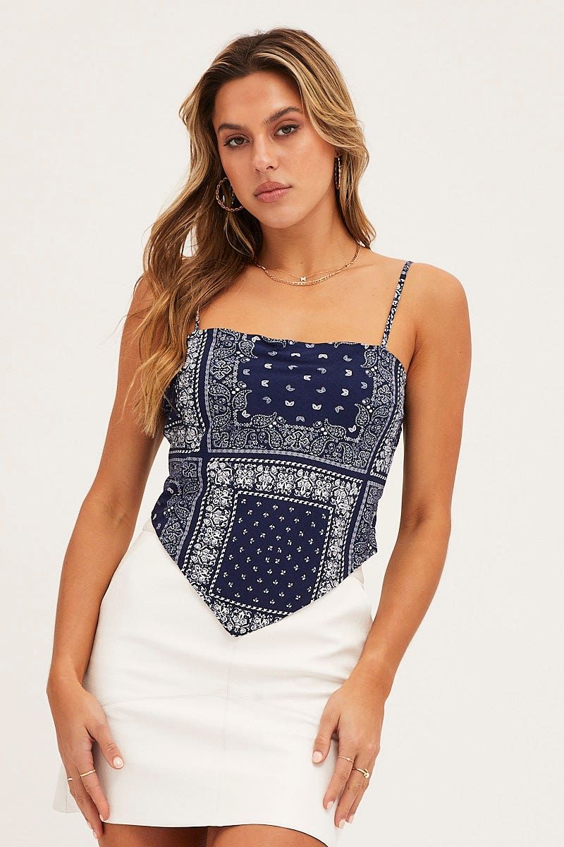 Print Scarf Top Sleeveless Tie Back sold by Ally Fashion product image thumbnail 3