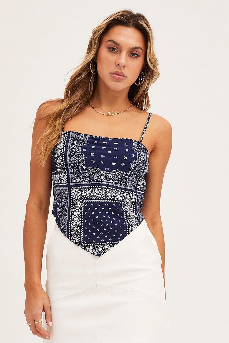 Print Scarf Top Sleeveless Tie Back sold by Ally Fashion