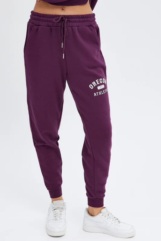 Purple Track Pants High Rise Jogger sold by Ally Fashion