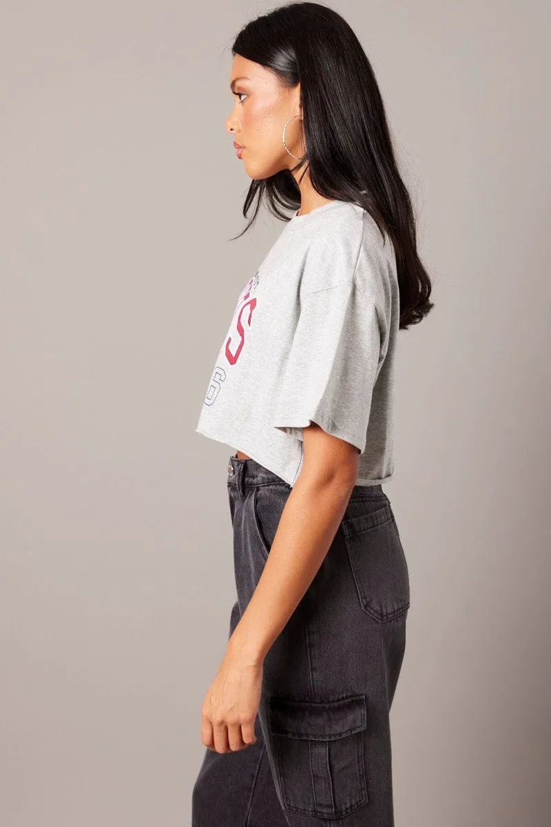 Grey Graphic Tee Short Sleeve sold by Ally Fashion product image thumbnail 4