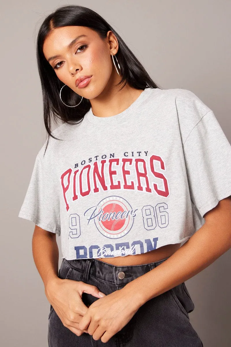 Grey Graphic Tee Short Sleeve sold by Ally Fashion