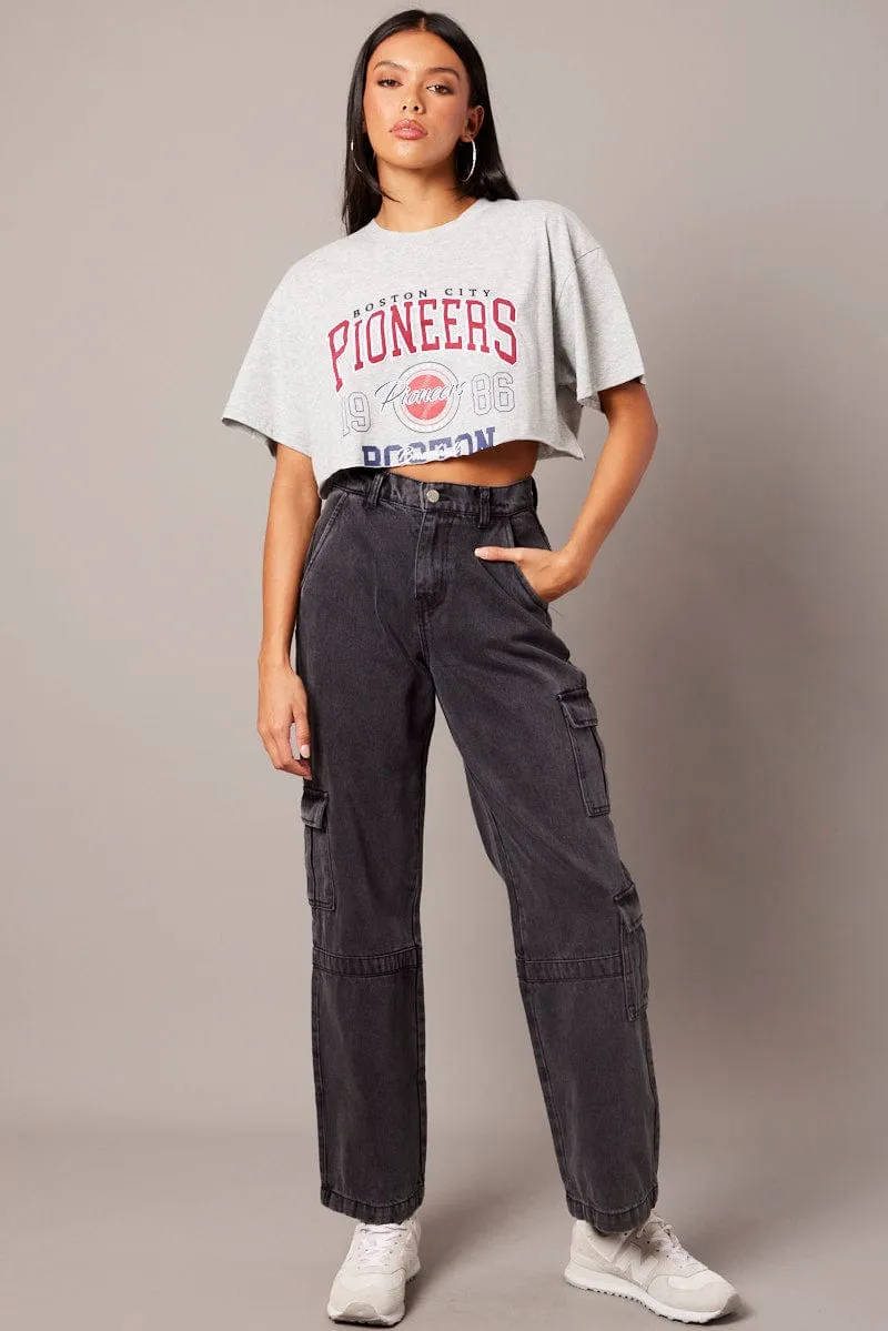 Grey Graphic Tee Short Sleeve sold by Ally Fashion product image thumbnail 2