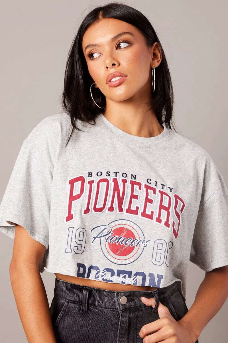 Grey Graphic Tee Short Sleeve sold by Ally Fashion product image thumbnail 3