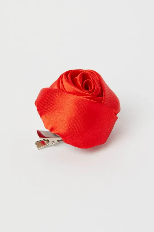 Red Flower Corsage Rosette Pin On Brooch sold by Ally Fashion