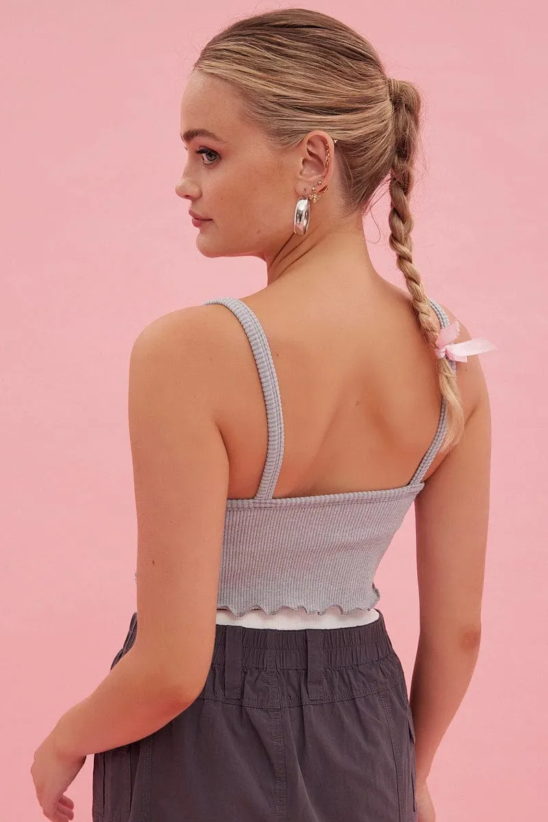 Grey Crop Singlet Top Round neck sold by Ally Fashion product image thumbnail 5