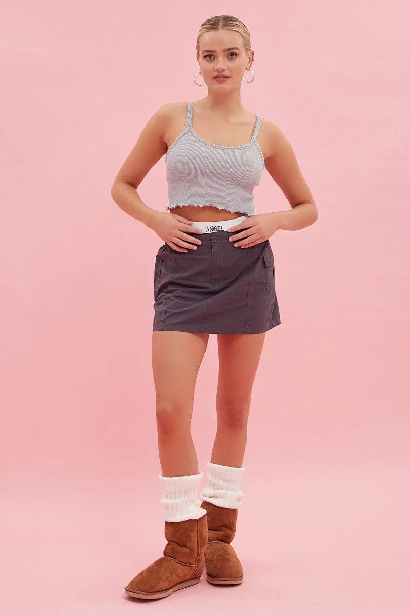 Grey Crop Singlet Top Round neck sold by Ally Fashion product image thumbnail 2