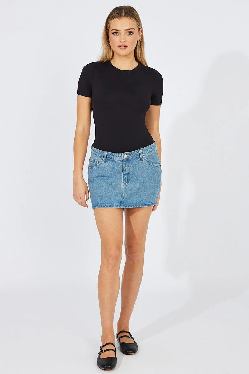 Black Bodysuit Short sleeve Crew neck Supersoft sold by Ally Fashion product image thumbnail 2