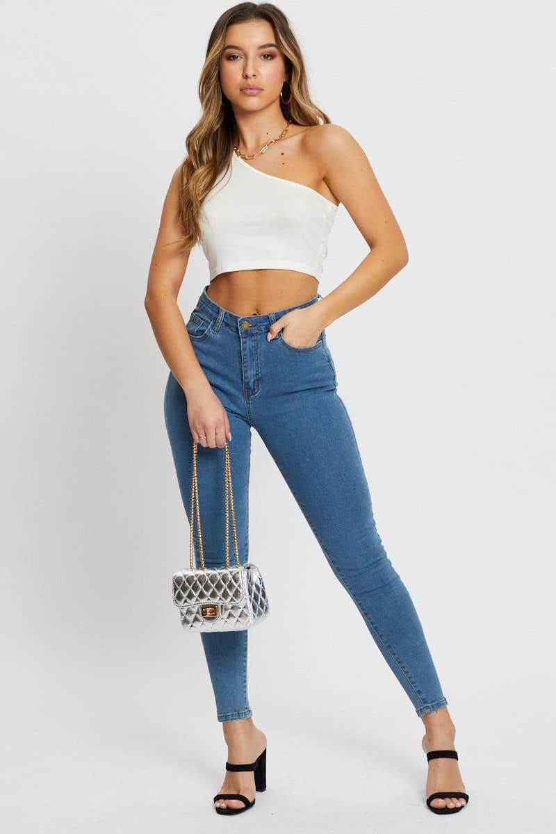 White Rib One Shoulder Top sold by Ally Fashion product image thumbnail 2