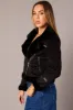 Black Aviator Jacket Long Sleeve Faux Leather sold by Ally Fashion
