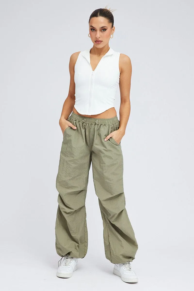 Green Parachute Cargo Pants Low Rise sold by Ally Fashion