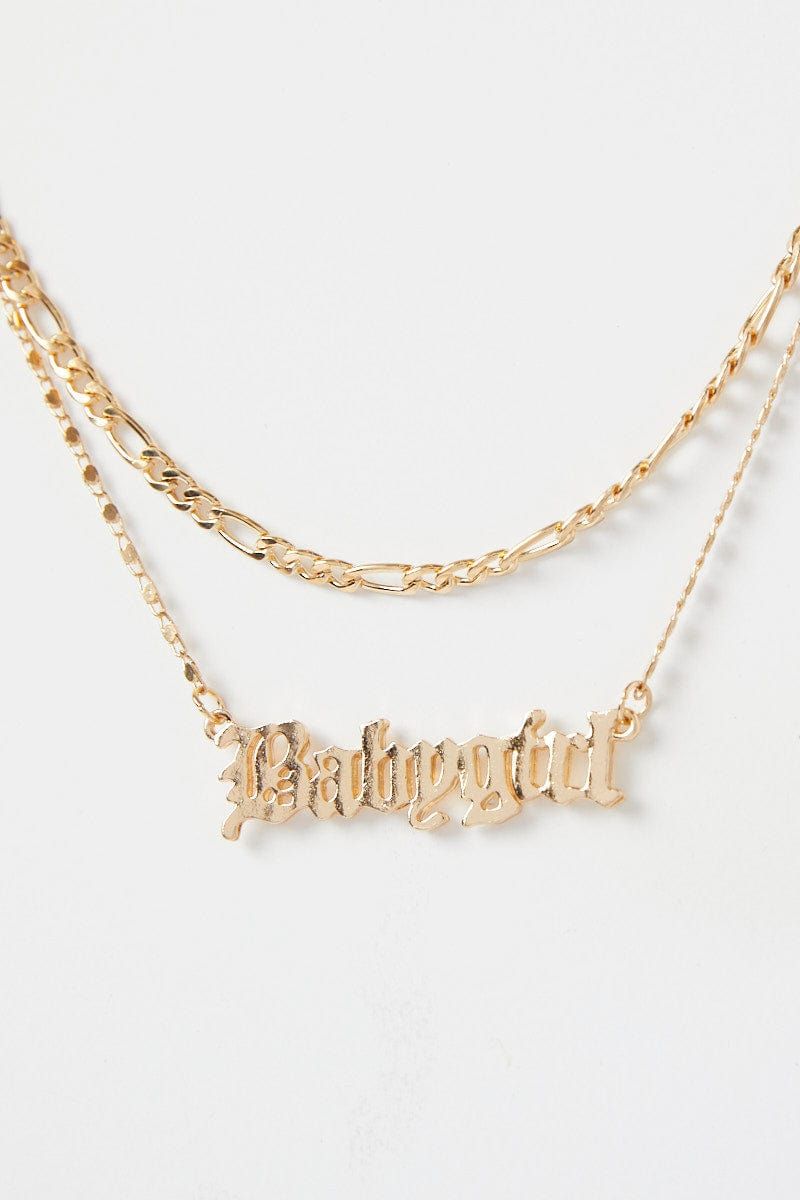 Gold Babygirl Layered Necklace sold by Ally Fashion product image thumbnail 4