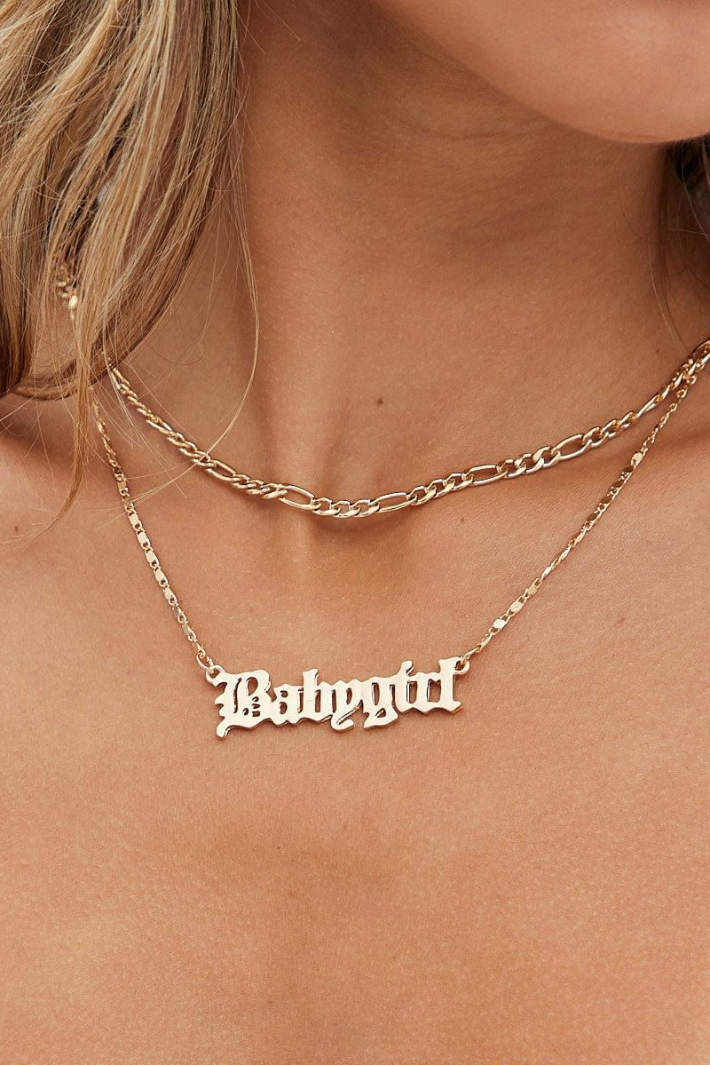 Gold Babygirl Layered Necklace sold by Ally Fashion product image thumbnail 2