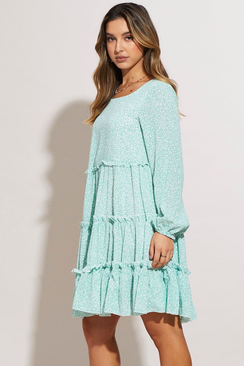 Print Mini Dress Long Sleeve sold by Ally Fashion product image thumbnail 3